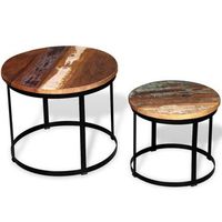 mesa de centro redonda 2 uds madera maciza reciclada 40cm50cm vidaxl
