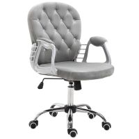 vinsetto silla de escritorio de terciopelo con altura ajustable reposabrazos y decoraciones de diamantes 595x605x95-105 cm gris