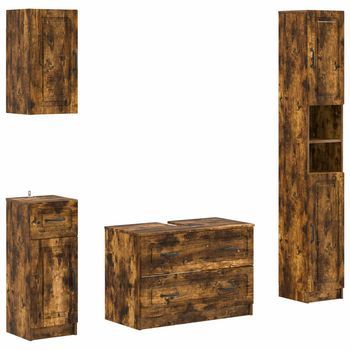 Juego De Armarios De Baño De 4 Piezas Utrecht Roble Ahumado Vidaxl