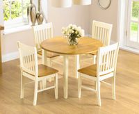 genoa 100cm painted drop leaf extending dining table set with chairs - oak and cream 2 chairs