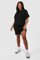vestido camiseta plus fruncido negro