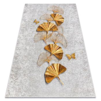 Alfombra Lavable Miro 51969.802 Mariposas Antideslizante - Gris / Oro 200x290 Cm
