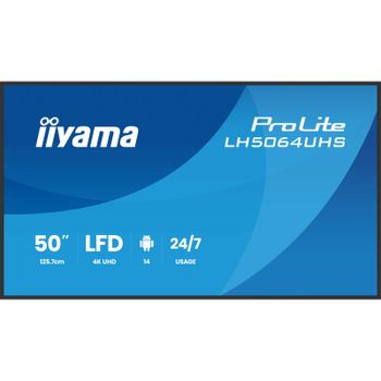 Pantalla iiyama LH7564UHS-B1AG 75″ 4K Ultra HD VA 500 nits Android 14 WiFi Negro