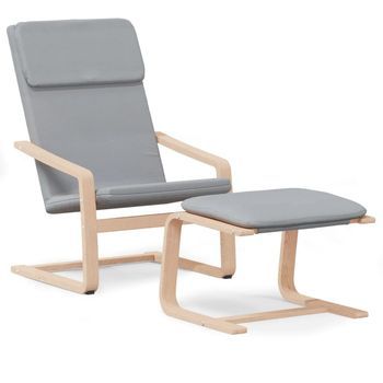 Sillón De Relax | Sillón De Salón | Silla Relax Con Taburete Tela Gris Claro