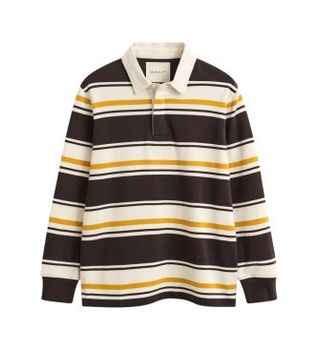 Gant para hombre. 2065122 Polo Striped Heavy Rugger marrón (L), Algodón, Clásico, Manga larga