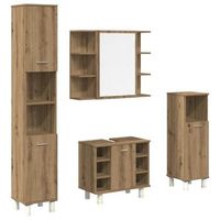 juego de mueble de bano  armarios bano 4 uds madera ingenieria roble artisan