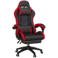 vinsetto silla gaming de cuero pu reclinable 135 altura ajustable negro y rojo