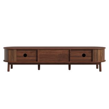Mueble Tv De 170 Cm Color Nogal, Con Cajón Grande Y Puertas Correderas
