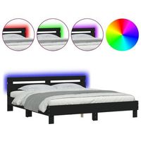 cama matrimonial  cama para adultos  estructura de cama cabecero y luces led negra160x200 cm