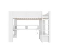 cama alta 90x200 cm - cama gaming con escritorio con luces led cajon estantes - blanco