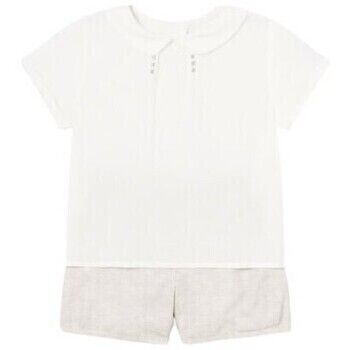 Mayoral Camisa manga larga 1216 Conjunto 2 piezas ceremonia lino Beige para niña