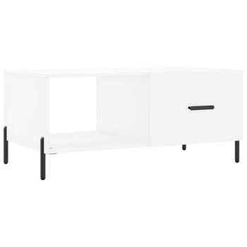 Mesa De Centro 50x90x40 Cm Madera Trabajada Y Hierro - Blanco