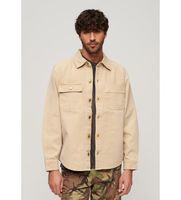 superdry para hombre m4010826a sobrecamisa de lona surplus beige 3xl casual algodon manga larga