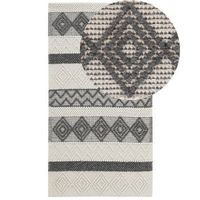 alfombra de lana beige claro gris oscuro 80 x 150 cm hecho a mano davutlar