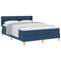 cama tipo box spring con cabecera manual azul 200 x 160 cm tela vidaxl