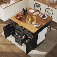 isla de cocina de alta calidad - carrito de cocina - almacenamiento inteligente - carrito de cocina - negro