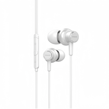 Aiwa ESTM-500WT, Diamond Series, Auriculares In-Ear, Hi-Res Audio, Micrófono Incluído, Jack 3.5 mm, Compatible con Android/iPhone. Color: Blanco Compatible para todos los dispositivos Cable