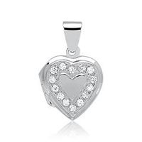 colgante plata medallon forma corazon circonita