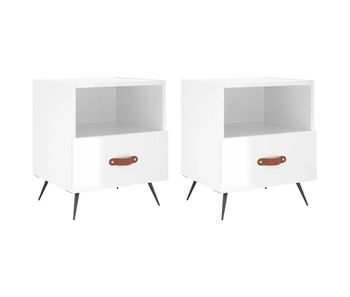 Vidaxl mesita noche 2 uds madera ingeniería blanco brillo 40x35x47,5cm