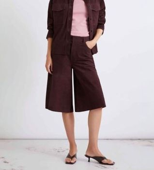 Marella para mujer. 2613431021200 Pantalones en piel Mllscoglio granate (44), Casual, Ante
