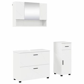 Juego De Muebles De Baño 3 Uds. Brillante 76,5 X 35 X 64 Cm Vidaxl