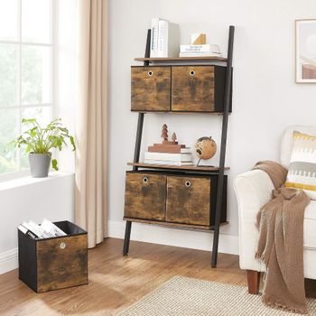 6 cajas de almacenamiento plegables de tela de color negro