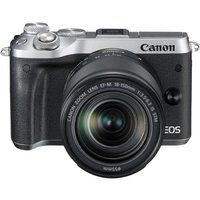 canon eos m6 mirrorless camera with 18-150 mm f35-63 wide-angle zoom lens - silver silver