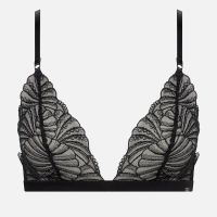 calvin klein sheer embroidered stretch-lace unlined triangle bra - l