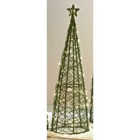 arbol de navidad conico verde con led a pilas 39dx130 cms