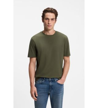 BOSS para hombre. 50473278 Camiseta TChup verde oscuro (XS), Casual, Algodón, Manga corta