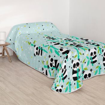 Panda garden blue Colcha