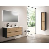 mueble doly 120 cm 2s estructura antracita mate frontal roble moderno pack mueble  lavabo