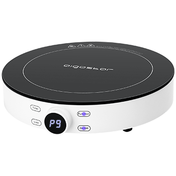 Aigostar Cookmate - Placa de inducción portátil,  2000W, diseño redondo, 9 niveles de potencia, temporizador de apagado, apto para recipientes compatibles con inducción de 12-26 cm. Diseño exclusivo.