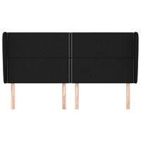 cabecero cama mueble de dormitorio con orejas de tela 203 x 23 x 118128 cm negro m020003634