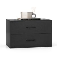 costway organizador de almacenamiento apilable de 2 cajones gabinete horizontal anti-vuelco comoda apilable para salon estudio oficina