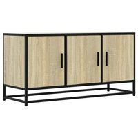 mueble tv madera ingenieria y metal roble sonoma 100x35x50 cm vidaxl