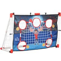 homcom porteria de futbol y jaula de balonmano exterior 2 en 1 porteria con 5 areas de objetivo balon de balonmano inflable bomba estacas de suelo en forma de u estructura ligera