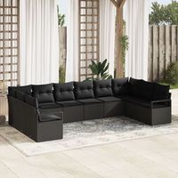 juego de sofa de jardin de 10 piezas con cojines negro ratan poliester sofa de jardin de 2 personas con cojines negro ratan poliester v1495 unico  negro