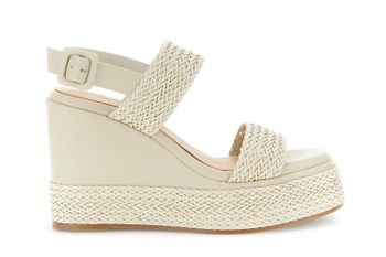 sandalias de dos tiras con cuña en efecto piel sintética trenzada beige