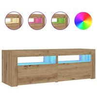 mesitas de noche luces leds 2 uds roble artesanal 60x35x40 cm vidaxl