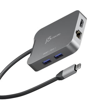 Adaptador USB-C j5create JCD3191-N con HDMI 4K y Ethernet Gigabit