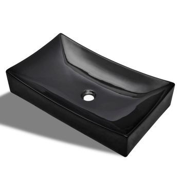 Lavabo De Cerámica Rectangular Color Negro