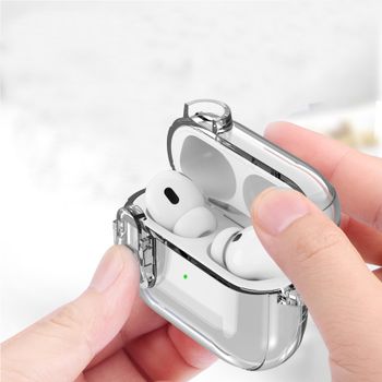 Funda transparente para AirPods 4 con cierre de seguridad, compatible con AirPods 1/2/3 y Pro