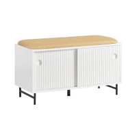 banco zapatero con puertas correderas madera blanco