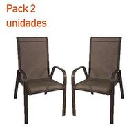 pack 2 sillones de exterior apilables medidas 57x74x965 cm aluminio reforzado color antracita textilene color plata y negro sillas de comedor silla de terraza