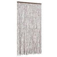 cortina antimoscas chenilla gris taupe y blanco 100x230 cm vidaxl
