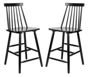 Set de 2 taburetes de bar en madera de caucho, negro