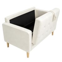 homcom sofa de 2 plazas con espacio de almacenamiento patas de madera respaldo capitone 117x62x78 cm crema