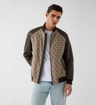 Guess para hombre. M6YL13W2804 Chaqueta bomber con monograma marrón (M), Casual, Algodón
