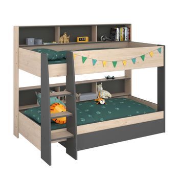 Litera Infantil Mouse 90x200 Cm Dormitorio Juvenil En Color Roble Jackson Y Gris Oscuro